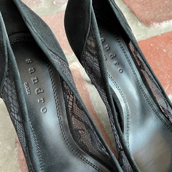 NWOT Sandro Suede & Lace Black Pumps - Picture 4 of 6